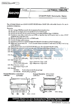 LC7363 datasheet - DTMF/PULSE Switchable Dialer