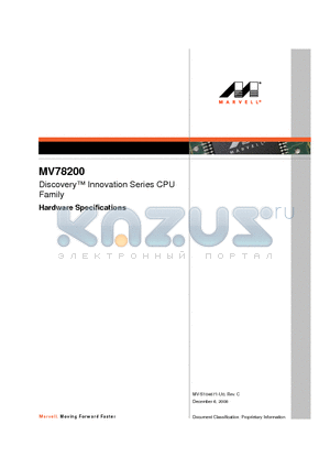 MV78200-A0-BHO-C080 datasheet - Discovery Innovation Series CPU Family Hardware Specifications