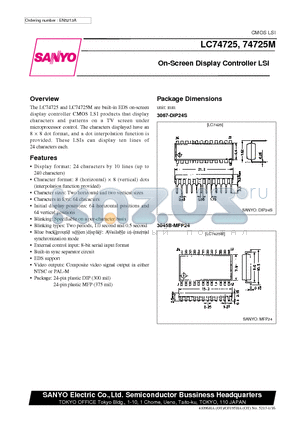 LC74725 datasheet - On-Screen Display Controller LSI