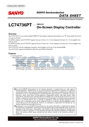 LC74736PT_11 datasheet - On-Screen Display Controller