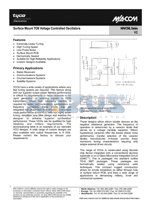 MAVCML0035 datasheet - Surface Mount TO8 Voltage Controlled Oscillators