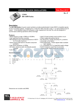 HS-A1450-FREQ datasheet - CRYSTAL CLOCK OSCILLATORS