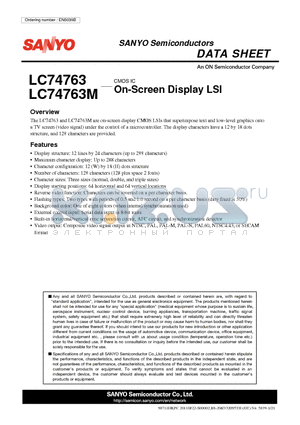 LC74763_11 datasheet - On-Screen Display LSI
