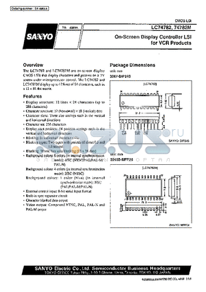 LC74782 datasheet - On-screen Display Controller LSI for VCR Products