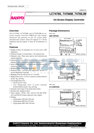 LC74786M datasheet - On-Screen Display Controller