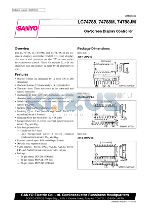 LC74788 datasheet - On-Screen Display Controller