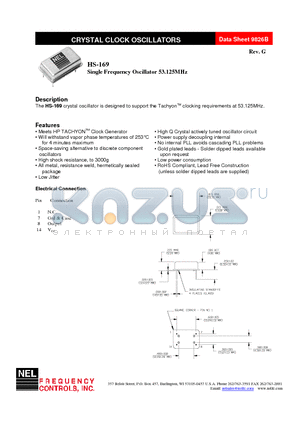 HS-A167-FREQ datasheet - Single Frequency Oscillator 53.125MHz