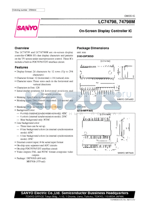 LC74798 datasheet - On-Screen Display Controller IC