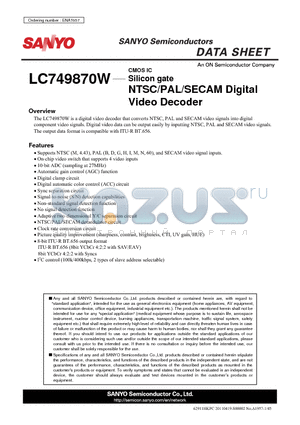 LC749870W datasheet - Silicon gate NTSC/PAL/SECAM Digital Video Decoder