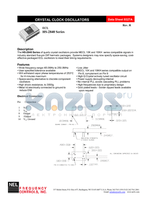 HS-A2840 datasheet - CRYSTAL CLOCK OSCILLATORS