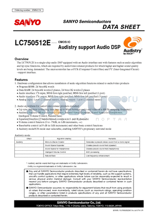 LC750512E datasheet - CMOS IC Audistry support Audio DSP