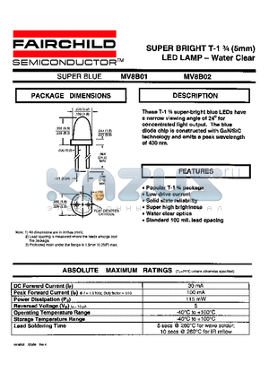 MV8B01 datasheet - SUPER BRIGHT T-1 n (5mm) LED LAMP - Water Clear