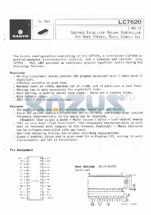 LC7520 datasheet - GRAPHIC EQUALIZER VOLUME CONTROLLER FOR HOME STEREO, MUSIC CENTER USE