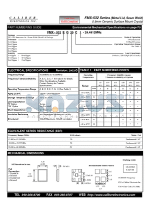 FMX-532AB20D3 datasheet - 0.8mm Ceramic Surface Mount Crystal