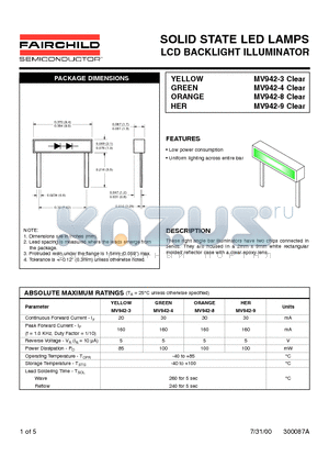 MV942-9 datasheet - SOLID STATE LED LAMPS LCD BACKLIGHT ILLUMINATOR