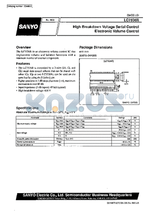 LC7536R datasheet - High Breakdown Voltage Serial Control Electronic Volume Control