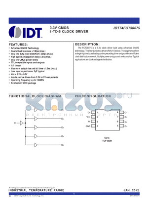 IDT74FCT38075_12 datasheet - 3.3V CMOS 1-TO-5 CLOCK DRIVER
