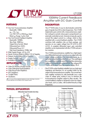 LT1228CS8 datasheet - 100MHz Current Feedback Amplifier with DC Gain Control