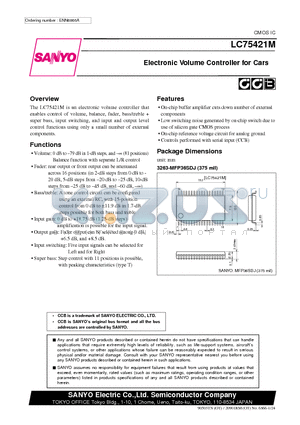 LC75421 datasheet - Electronic Volume Controller for Cars