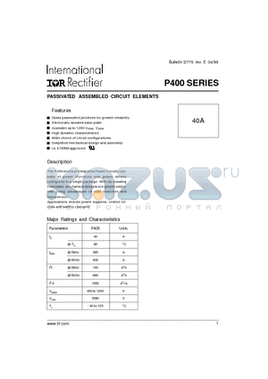 P401KW datasheet - PASSIVATED ASSEMBLED CIRCUIT ELEMENTS