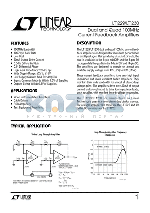LT1229CJ8 datasheet - Dual and Quad 100MHz Current Feedback Amplifiers