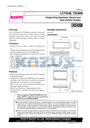 LC75348 datasheet - Single-Chip Electronic Volume and Tone Control System
