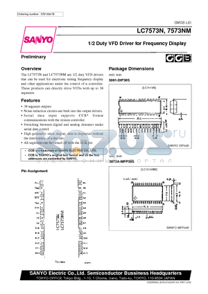 LC7573N datasheet - 1/2 Duty VFD Driver for Frequency Display