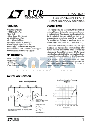 LT1230CS datasheet - Dual and Quad 100MHz Current Feedback Amplifiers