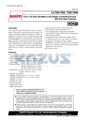 LC75817NW datasheet - 1/8 to 1/10 Duty Dot Matrix LCD Display Controllers/Drivers with Key Input Function