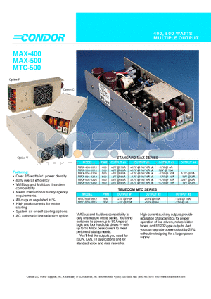 MAX-403-0512 datasheet - 400, 500 WATTS MULTIPLE OUTPUT