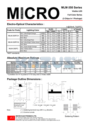 MLM-350UYG/USD datasheet - Visible LED Full Color Series (3 Chips in 1 Package)