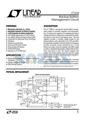 LT1239CS datasheet - Backup Battery Management Circuit