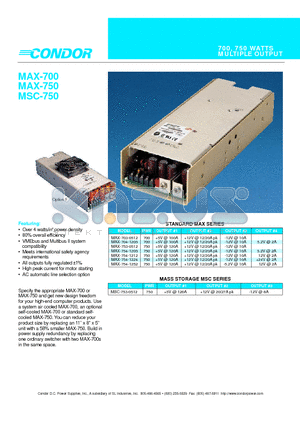 MAX-703-0512 datasheet - 700, 750 WATTS MULTIPLE OUTPUT