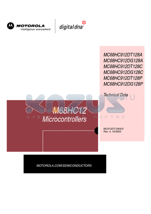 MC912DG128PMPV datasheet - The MC68HC912DT128A microcontroller unit (MCU) is a 16-bit device composed of standard on-chip peripherals including a 16-bit central processing unit