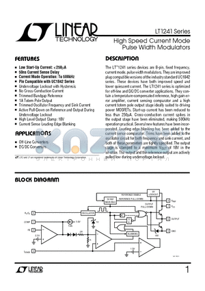 LT1245 datasheet - High Speed Current Mode Pulse Width Modulators