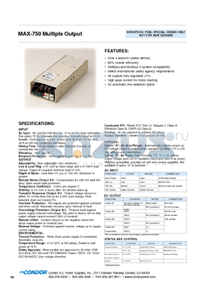 MAX-754-1205P datasheet - MAX-750 Multiple Output