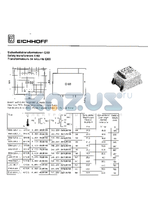 EI60X1A datasheet - Safety transformers