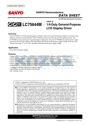 LC75844M datasheet - 1/4-Duty General-Purpose LCD Display Driver