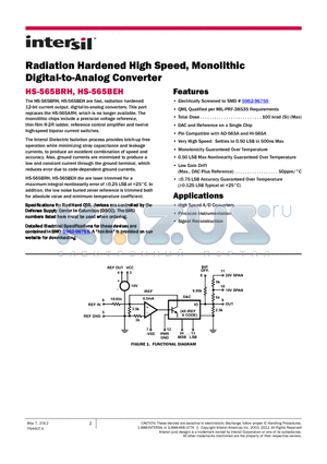 HS0-565BRH-Q datasheet - Radiation Hardened High Speed, Monolithic Digital-to-Analog Converter