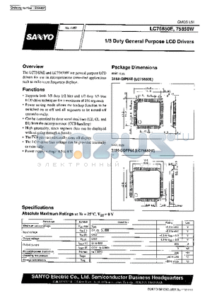 LC75850W datasheet - 1/3 Duty General Purpose LCD Drivers