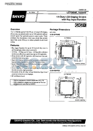 LC75854W datasheet - 1/4 Duty LCD Display Drivers with Key Input Function