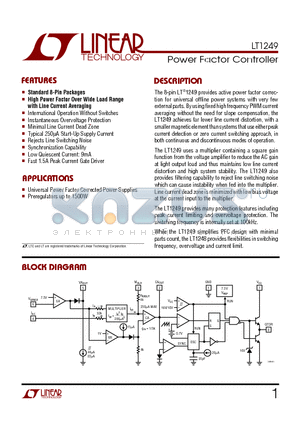 LT1249CN8 datasheet - Power Factor Controller