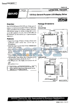 LC75873NW datasheet - 1/3 Duty General-Purpose LCD Display Driver