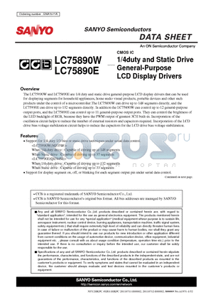 LC75890W datasheet - 1/4duty and Static Drive General-Purpose LCD Display Drivers