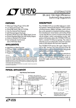 LT1270ACT datasheet - 8A and 10A High Efficiency Switching Regulators