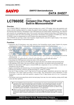 LC78605E datasheet - Compact Disc Player DSP with Built-in Microcontroller