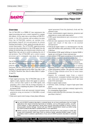 LC78622NE datasheet - Compact Disc Player DSP