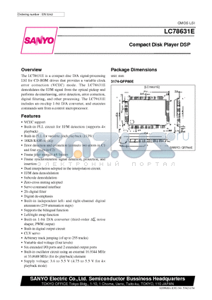 LC78631 datasheet - Compact Disk Player DSP