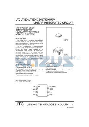 LT1304 datasheet - MICROPOWER DC/DC CONVERTERS WITH LOW-BATTERY DETECTOR ACTIVE IN SHUTDOWN