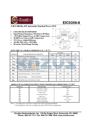 EIC5359-8 datasheet - 5.30-5.90GHz, 8W Internally Matched Power FET